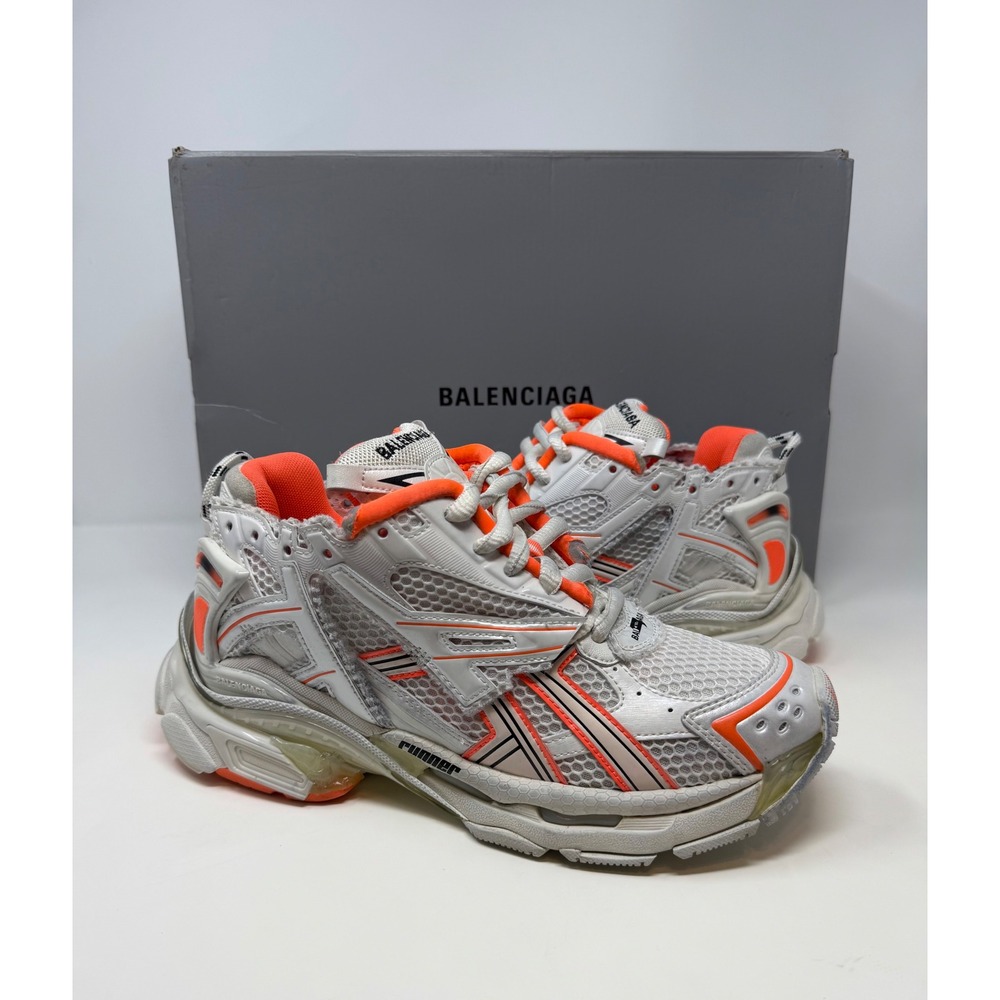 Balenciaga Runner Sneaker White/Fluo Orange Size 7 US 40 EU